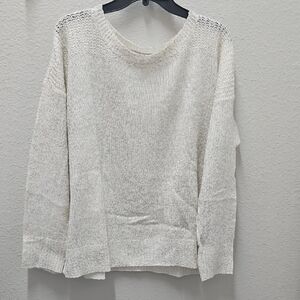Cream Crew Neck Sweater with Textured Knit